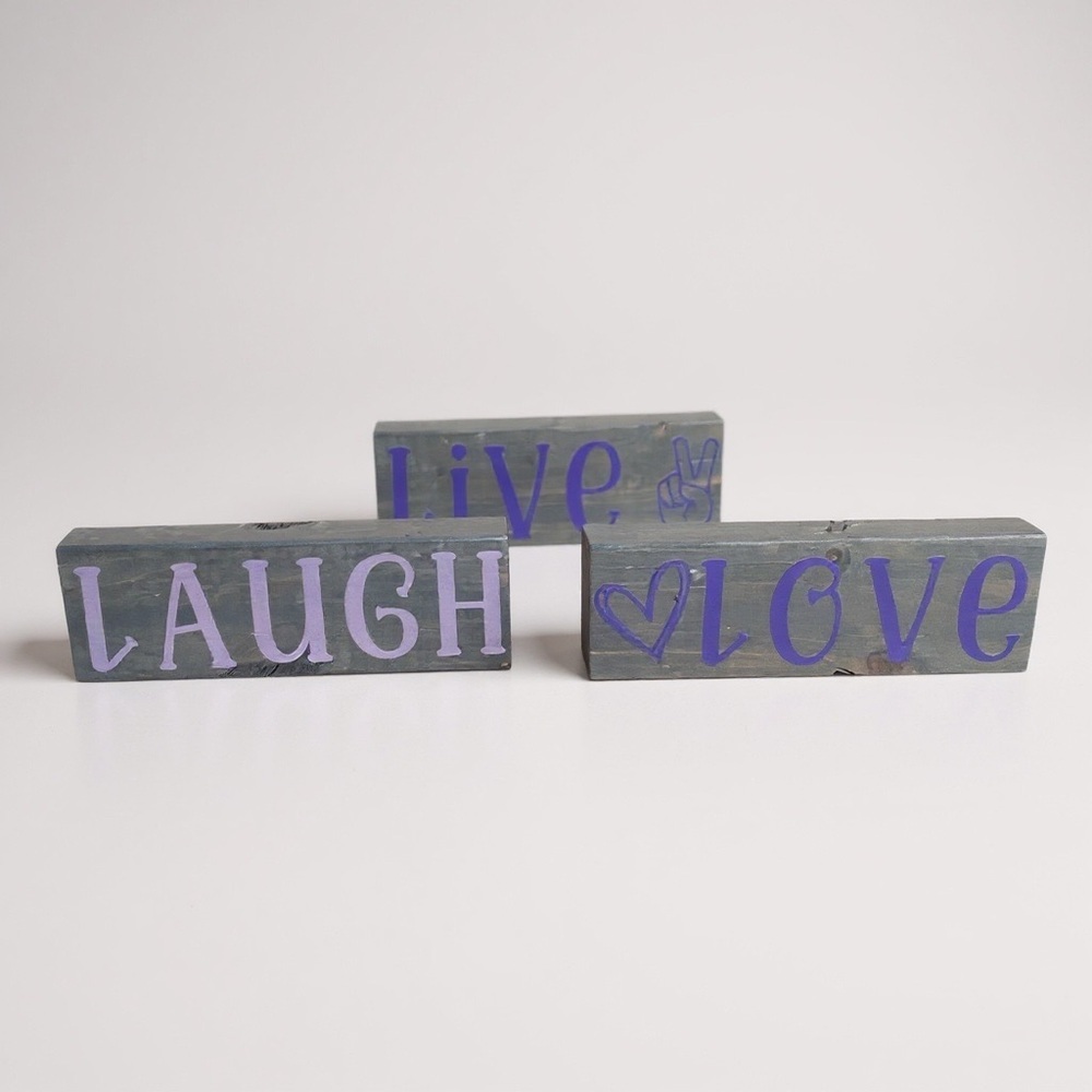 Live Laugh Love Table Top Decor Set - Purple and Gray